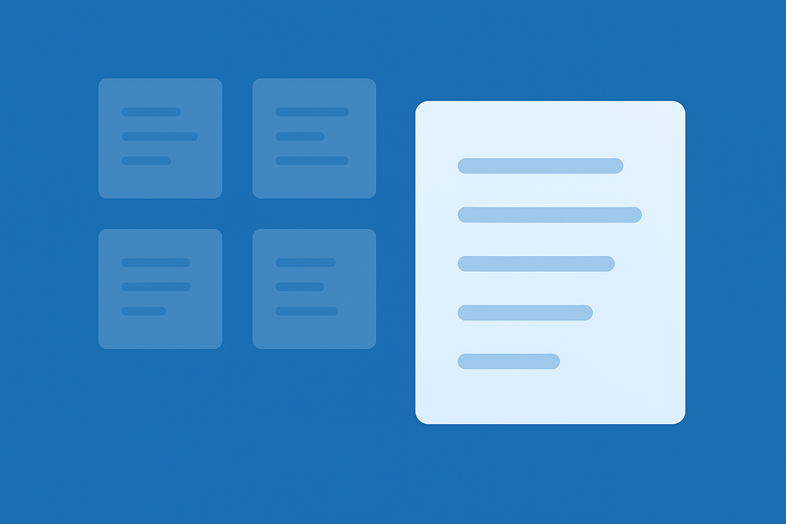 One prominent content card beside several smaller faded cards, highlighting a single high value asset.