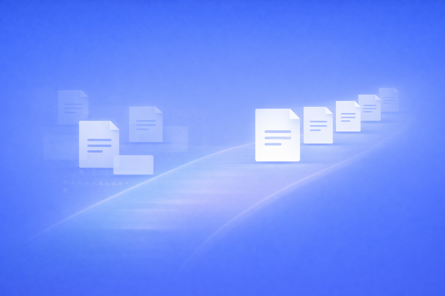 Conceptual illustration showing content elements becoming more aligned and cohesive over time, representing strategies that increase content completion