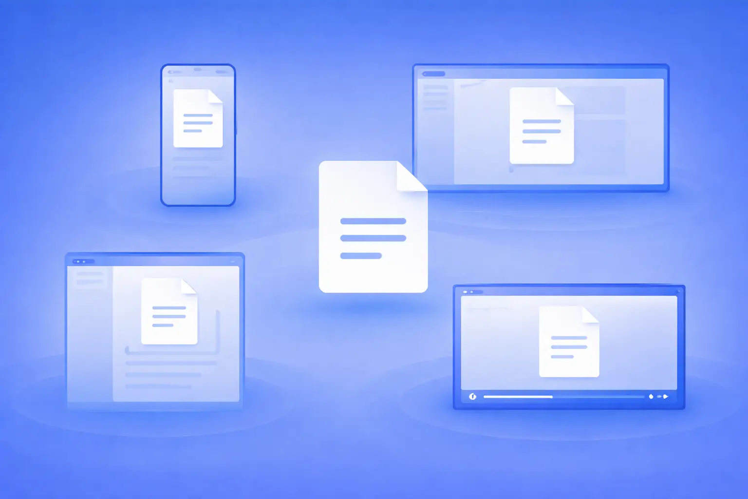 Conceptual illustration showing the same content placed inside different mismatched containers, representing format friction and medium limitations