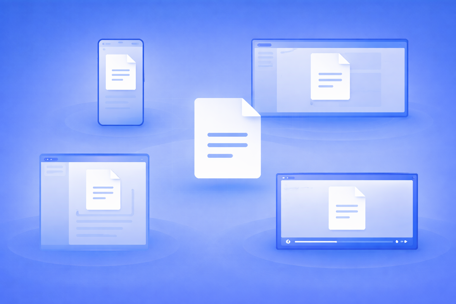 Conceptual illustration showing the same content placed inside different mismatched containers, representing format friction and medium limitations