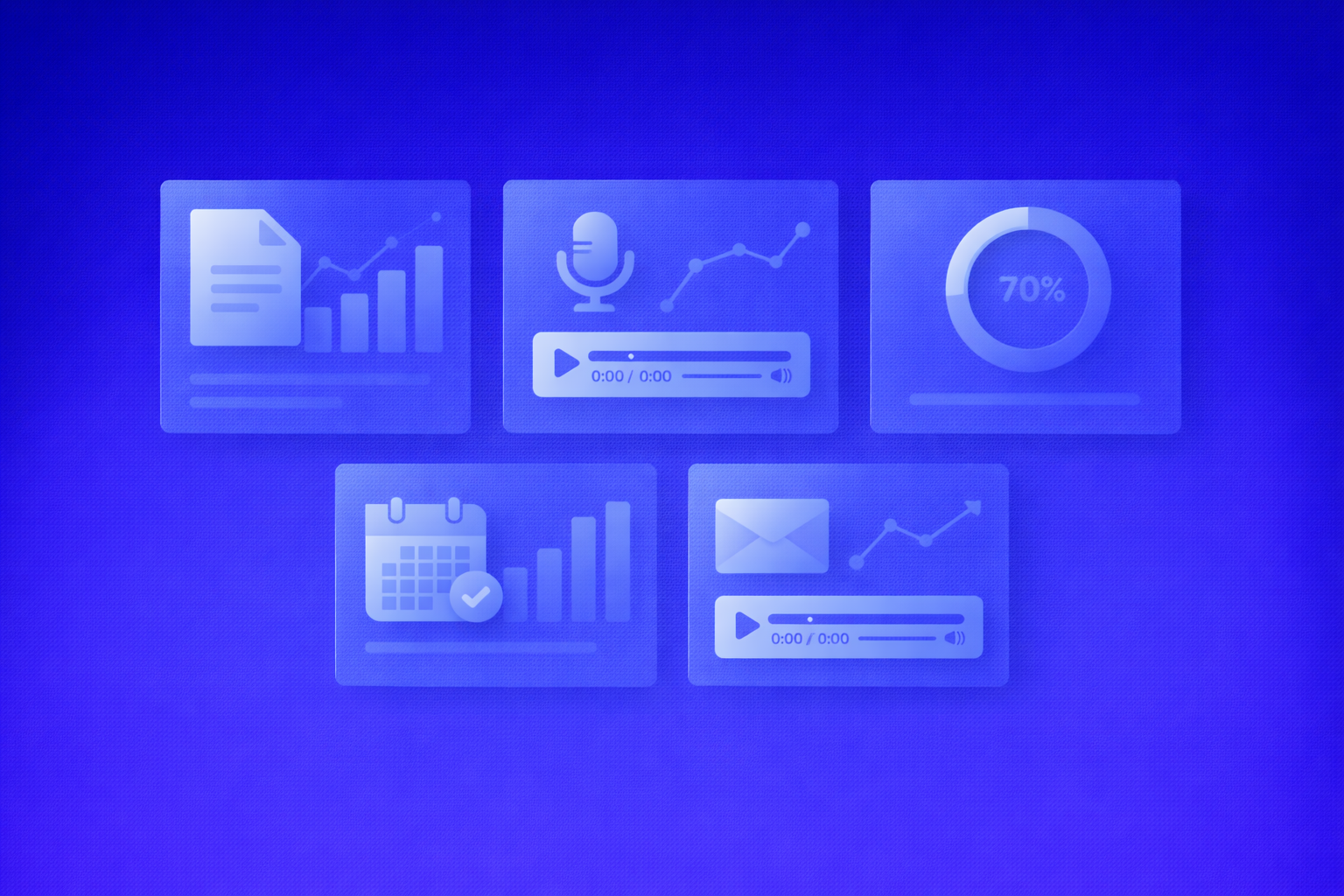 Illustration of analytics for accounting firm client resources including audio plays, completion rate, and conversions.
