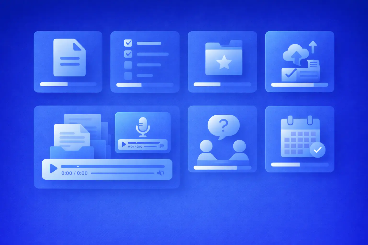 Illustration of an accounting firm resource library with organizers, checklists, guides, portal tools, and audio overlays.