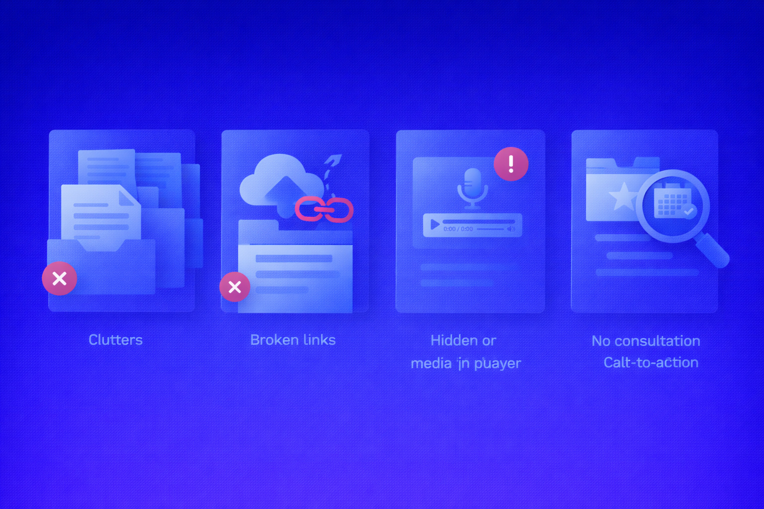 Illustration of common mistakes that hurt performance on accounting firm resource pages.