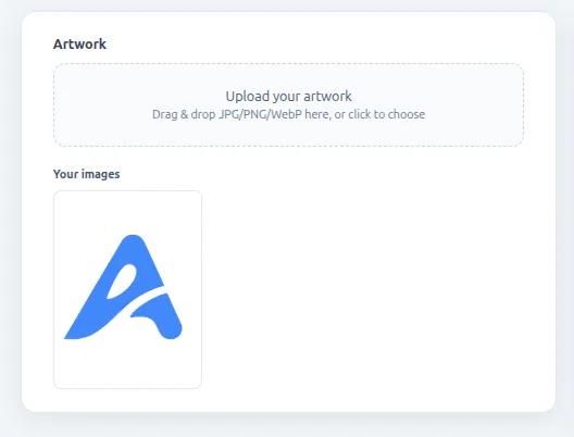 Auripath artwork upload screen